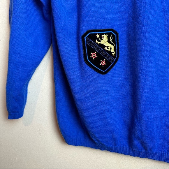 Charter Club Luxury Cashmere Crewneck Sweater with Patches Bright Blue Size XL - Picture 3 of 11